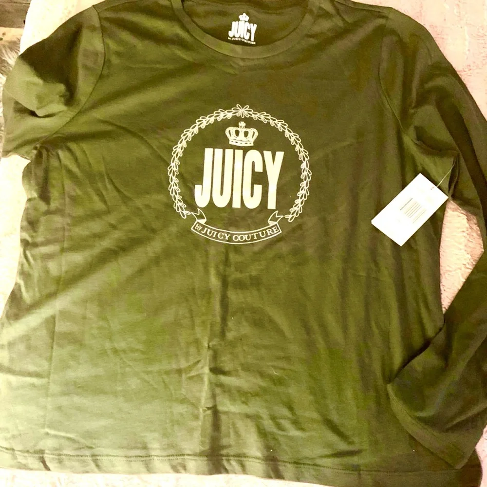 Juicy 2pc. Lounge Outfit NEW With Tags Camo Velveteen Yoga Pant/Olive L/S Tee 2X - Picture 6 of 14